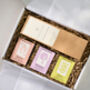 British Botanical Gift Box. Darjeeling And Tea Rose Reed Diffuser, Garden, Mountain And Grove Handmade Soaps, thumbnail 1 of 7