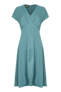 1930's Style Crepe Day Dress In A Venice Blue, 2 of 3