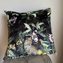 Velvet Black Leopard Cushion, thumbnail 1 of 3