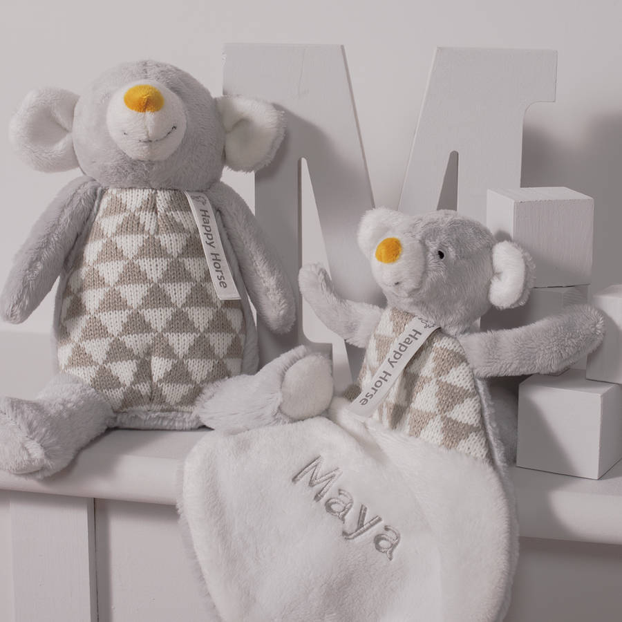 personalised mouse baby comforter and soft toy gift set by ...