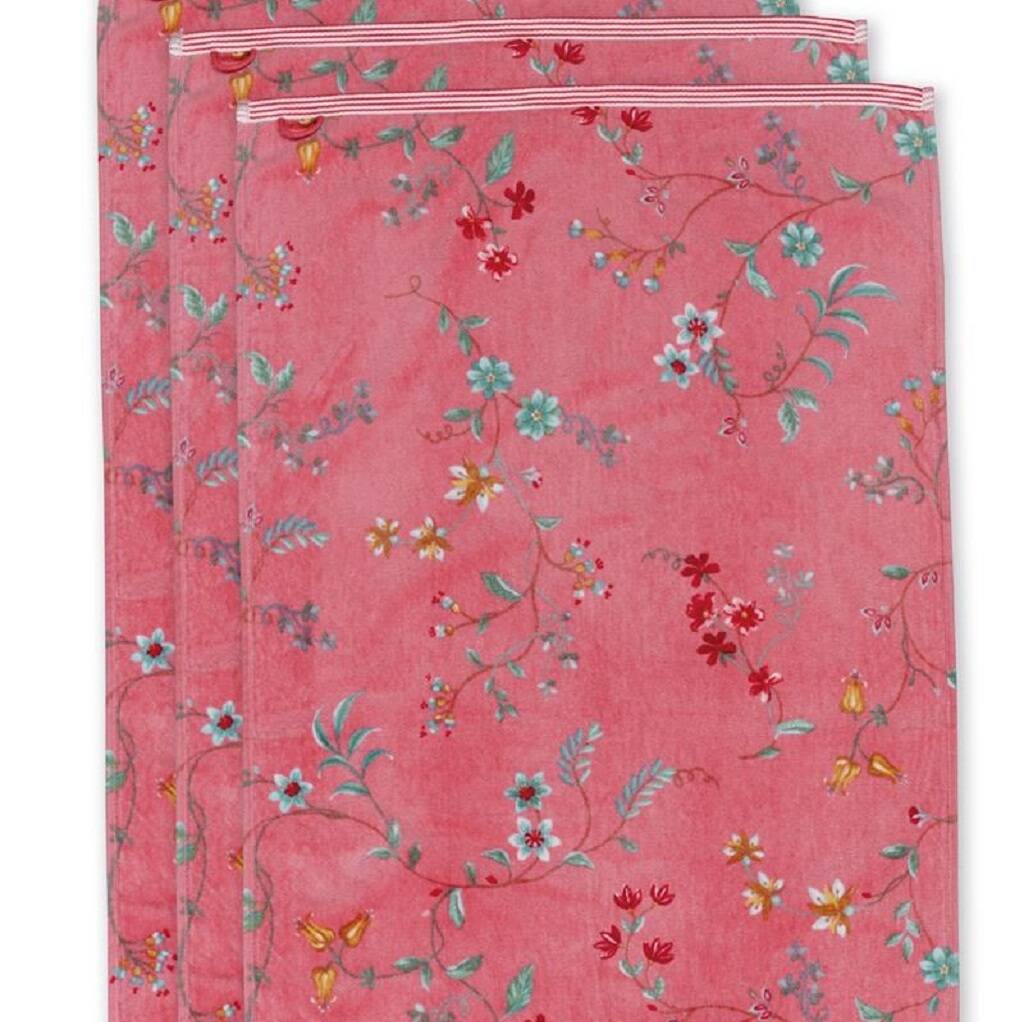 Les Fleurs Pink Pack Of Three Towels, 1 of 2