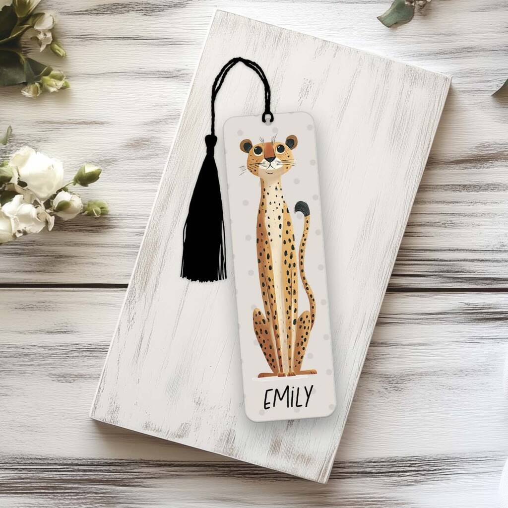Personalised Cheetah Bookmark With Tassel