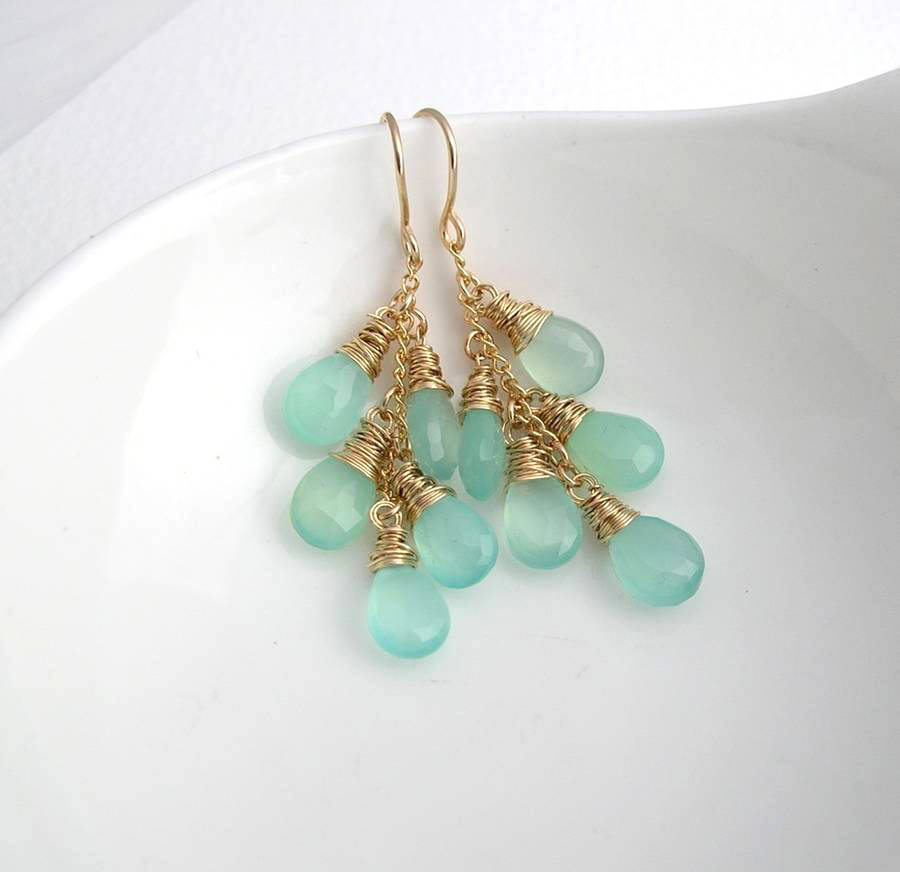 Aqua Chalcedony Waterfall Earrings By Sarah Hickey | notonthehighstreet.com