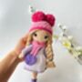 Organic Hand Knitted Doll With Cute Dress For Girls, thumbnail 3 of 12