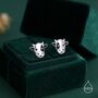 Dairy Cow Stud Earrings In Sterling Silver, thumbnail 5 of 11