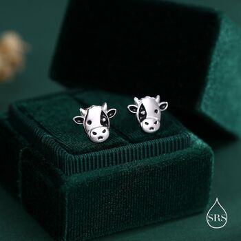 Dairy Cow Stud Earrings In Sterling Silver, 5 of 11