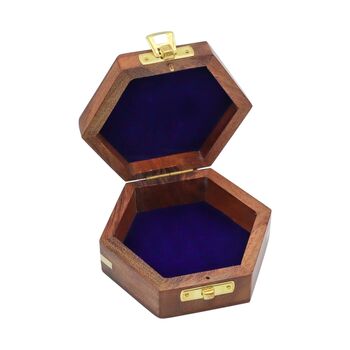 Handmade Hexagon Wooden Box With Star, 2 of 9