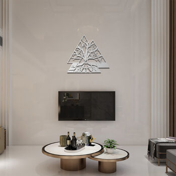 Triangular Tree Of Life Wood Art Modern Room Decor, 6 of 8