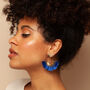 Celeste Blue – Art Deco Silky Tassels And Deco Brass Statement Dangle Earrings, thumbnail 1 of 5