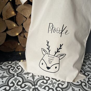 Personalised Scandi Style Reindeer Christmas Sack, 3 of 3