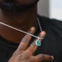 Mens Necklace, Green Opal Gold Plated Steel Pendant, thumbnail 9 of 11