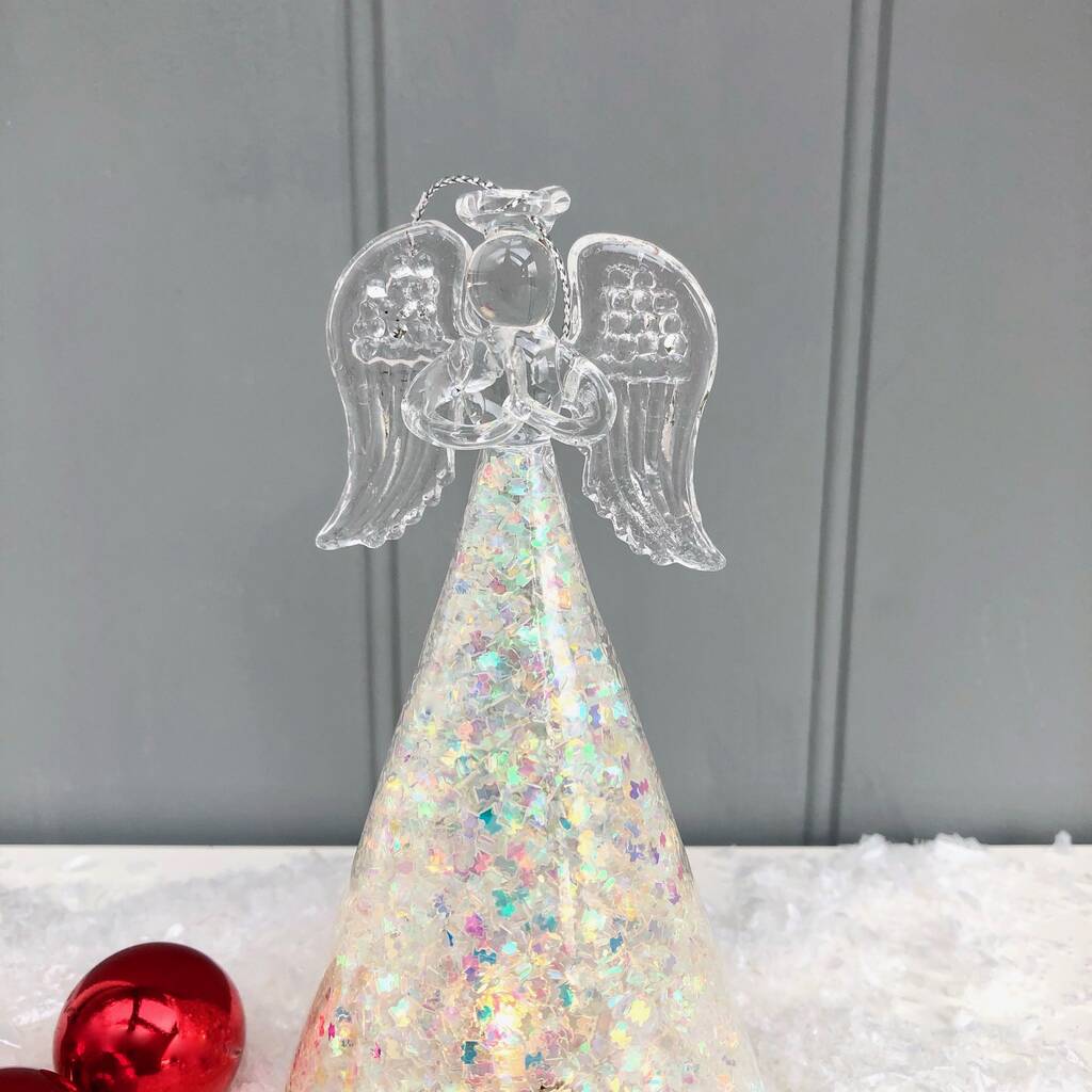 silver glass light up angel