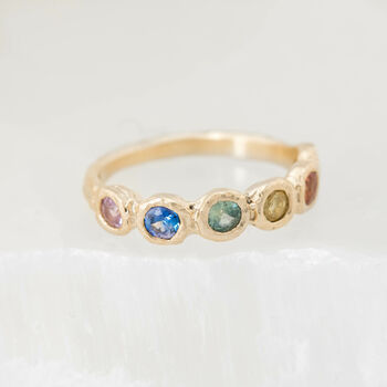 'Iris' Rainbow Sapphire Eternity Ring Recycled 9ct Gold, 9 of 12
