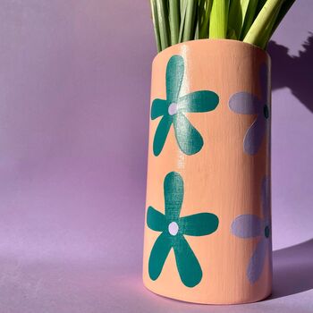 Flower Hand Painted Cylinder Vase, 2 of 7