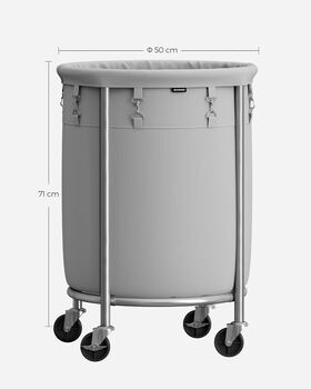 Laundry Basket On Wheels Round 110 L Removable Bag, 12 of 12