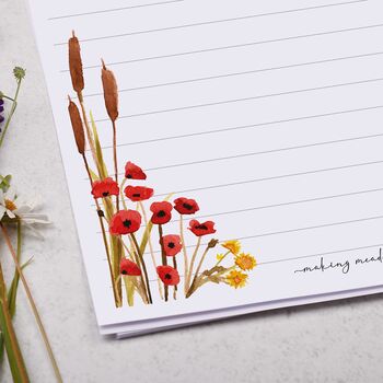 A5 Personalised Letter Writing Paper With Floral Reeds, 2 of 4