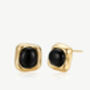 Gold Black Agate Statement Stud Earring, thumbnail 3 of 5