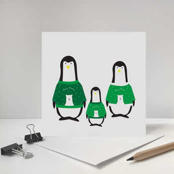 Penguin Family In Jumpers, Christmas Card, 2 of 2