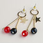 Gold Star And Beads Dangle Earrings, thumbnail 2 of 3