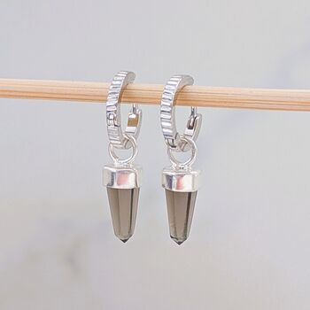 The En Pointe Smoky Quartz Earrings, Silver, 3 of 8