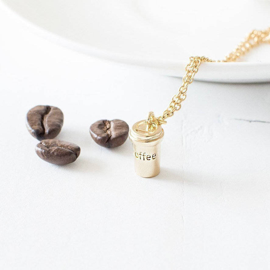 Gold Coffee Cup Necklace By Juju Treasures