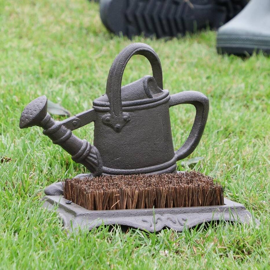 Cast Iron Watering Can Garden Boot Brush By Dibor