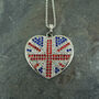 British Union Jack Heart Necklace With Crystals, thumbnail 2 of 4