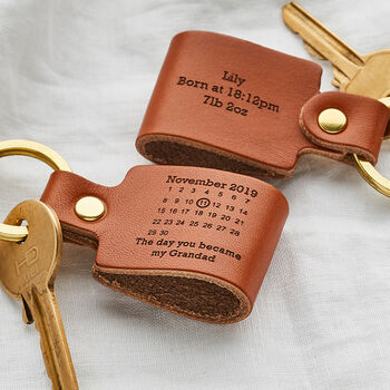 Personalised Leather Grandad Keyring 'Day You Became…', 2 of 2