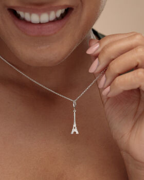 Eiffel Tower Charm Necklace, Sterling Silver Or Gold Plated, 6 of 10