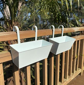 Pair Of Ice White Hanging Balcony Planters, 6 of 7