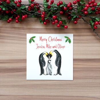 Personalised Penguin Family First Christmas Card, 4 of 8