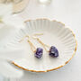 Gold Tone Raw Amethyst Crystal Earrings, thumbnail 1 of 3
