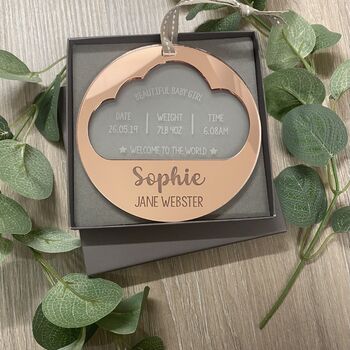 Large Cloud Newborn Baby Keepsake Weight Date And Time, 6 of 8
