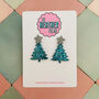 Sparkly Blue And Silver Glitter Christmas Tree Earrings, thumbnail 1 of 5