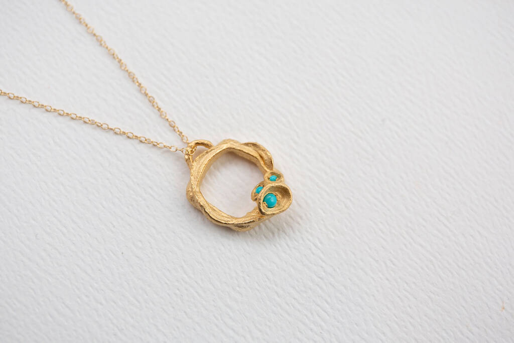Turquoise And Gold Vermeil Plated Eternity Necklace, 1 of 12