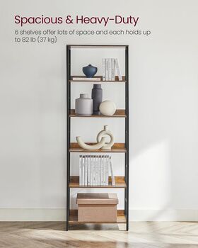 Five/Six Tier Bookcase With Back Panels Shelving Unit, 9 of 12