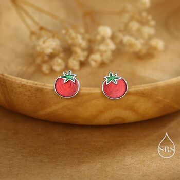 Stering Silver Tomato Stud Earrings, 6 of 12