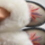 Peacock White Handmade Sheepskin Slippers, thumbnail 3 of 4