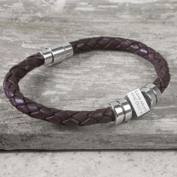 Men's Personalised Message Leather Bracelet, 2 of 11
