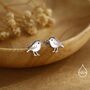Cute Chickadee Bird Stud Earrings In Sterling Silver, thumbnail 4 of 11