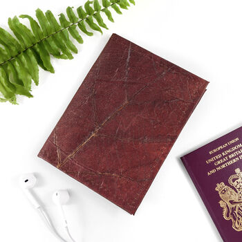 Vegan Teak Leaf Leather Passport Cover, 11 of 12