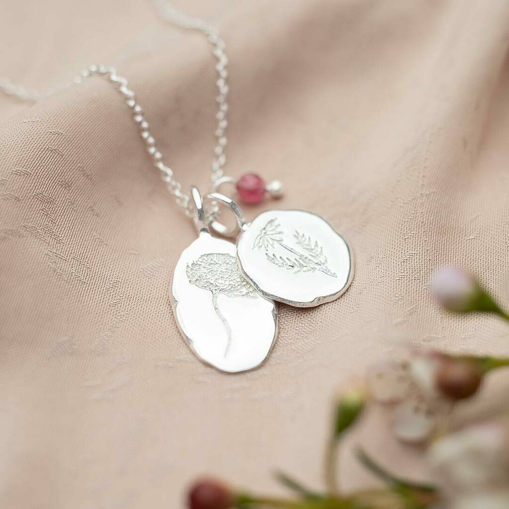 Birth Flower Disc Personalised Necklace By Bloom Boutique