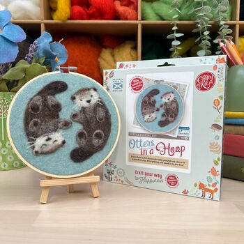 Otters In A Hoop Needle Felt Craft Kit, 3 of 3