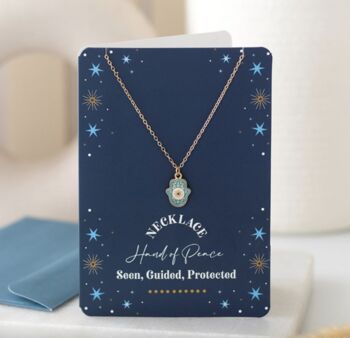 Hamsa Necklace Greetings Card And Envelope, 3 of 6