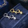 Sun And Moon Face Hoop Earrings In Sterling Silver, thumbnail 7 of 12