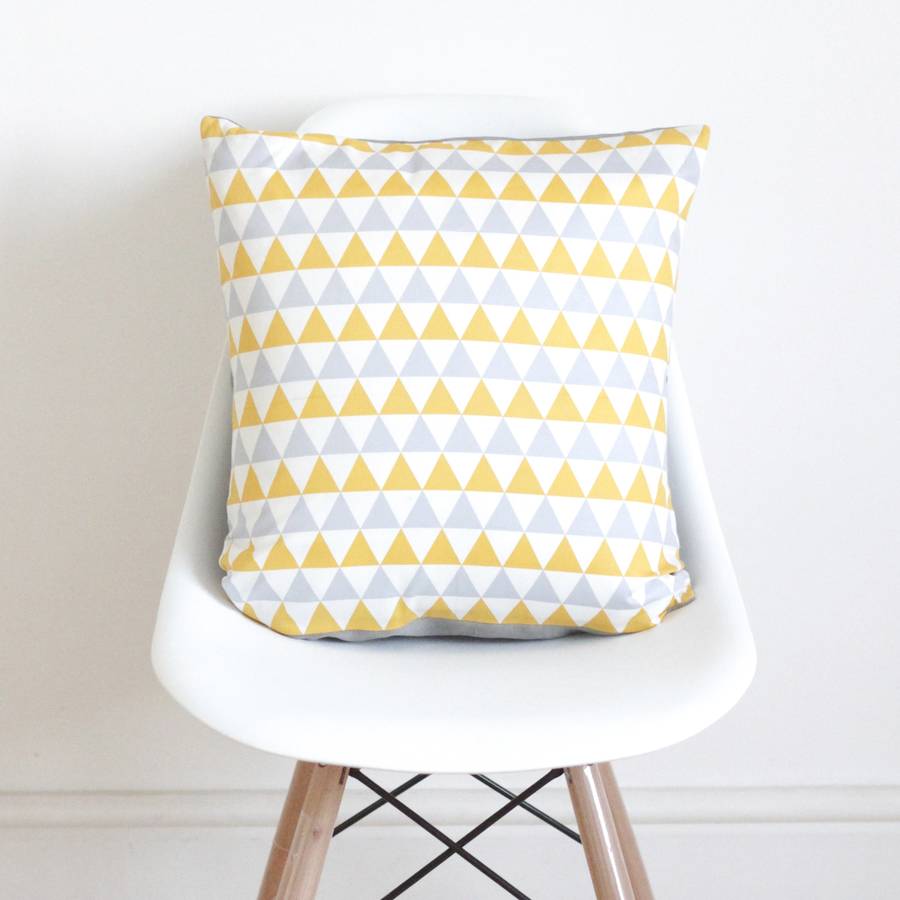 Geometric Yellow And Grey Cushion Cover, 1 of 7