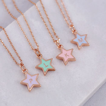 Mini Enamel Heart And Star Initial Necklace, 3 of 12