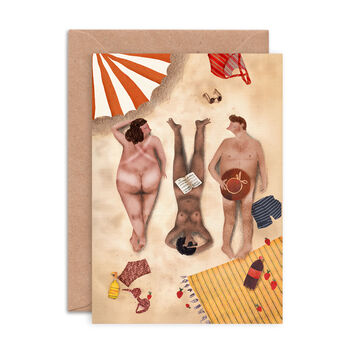 Naked Sunbathers Greeting Card, 2 of 2