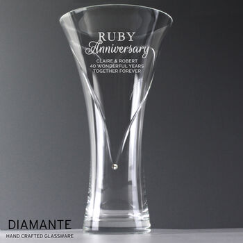 Personalised 40th Ruby Anniversary Heart Vase, 2 of 4