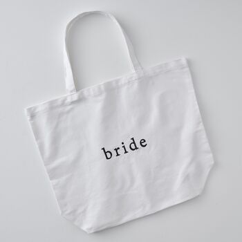 White Embroidered Bride Tote Bag, 2 of 5